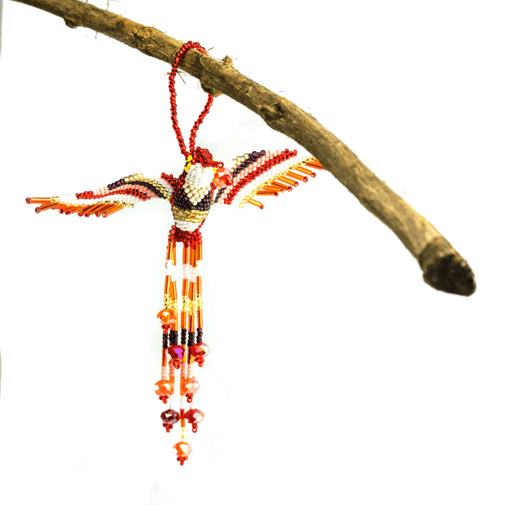 Large Hummingbird Seed Bead Handmade Ornament - Guatemala Decor La Vie Bien Large Hummingbird Seed Bead Handmade Ornament - Guatemala