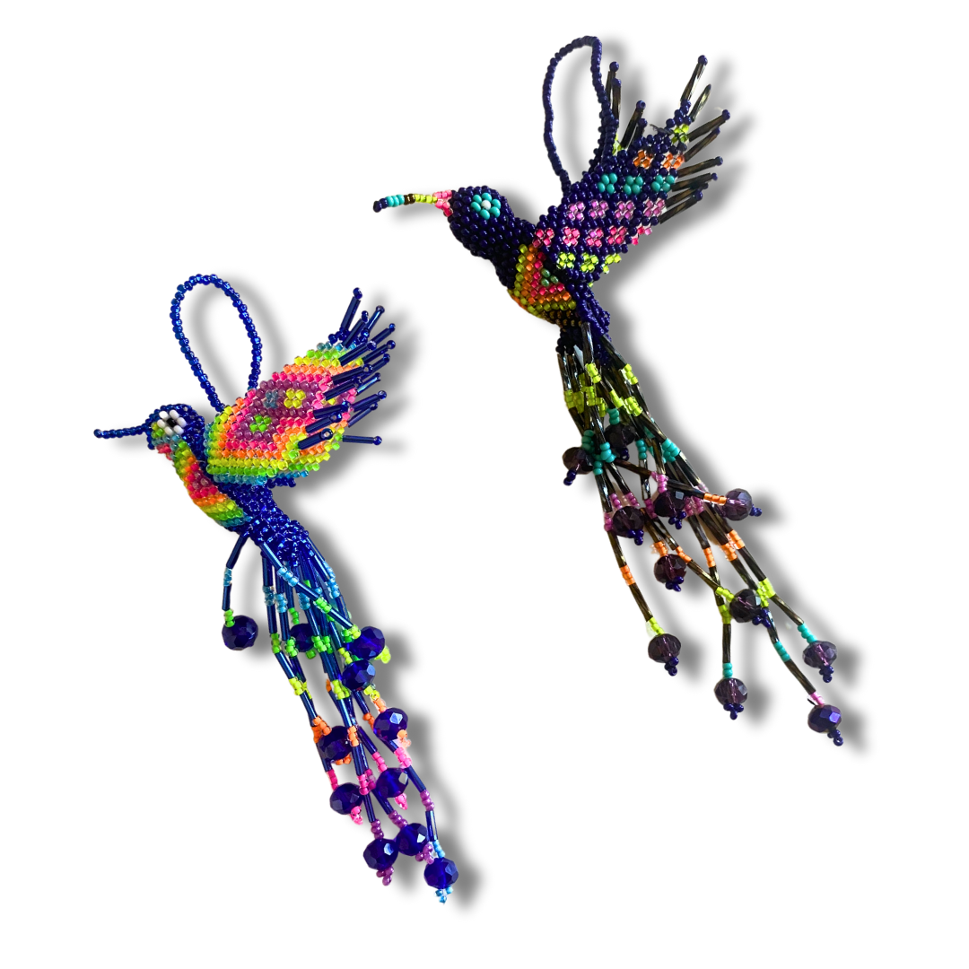 Large Hummingbird Seed Bead Handmade Ornament - Guatemala Decor La Vie Bien Large Hummingbird Seed Bead Handmade Ornament - Guatemala