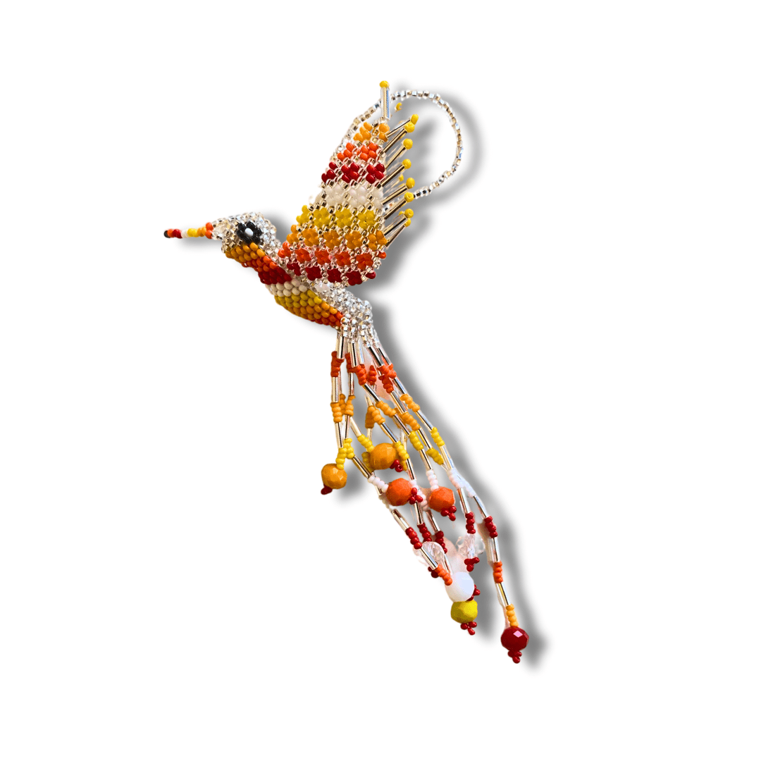 Large Hummingbird Seed Bead Handmade Ornament - Guatemala Decor La Vie Bien Large Hummingbird Seed Bead Handmade Ornament - Guatemala