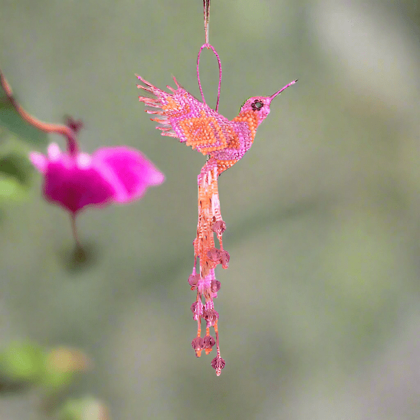 Large Hummingbird Seed Bead Handmade Ornament - Guatemala Decor La Vie Bien Large Hummingbird Seed Bead Handmade Ornament - Guatemala