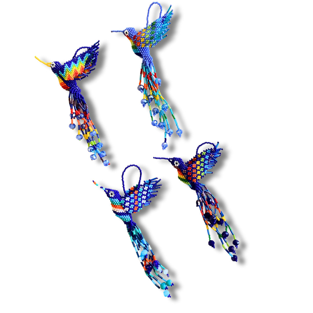 Large Hummingbird Seed Bead Handmade Ornament - Guatemala Decor La Vie Bien Large Hummingbird Seed Bead Handmade Ornament - Guatemala