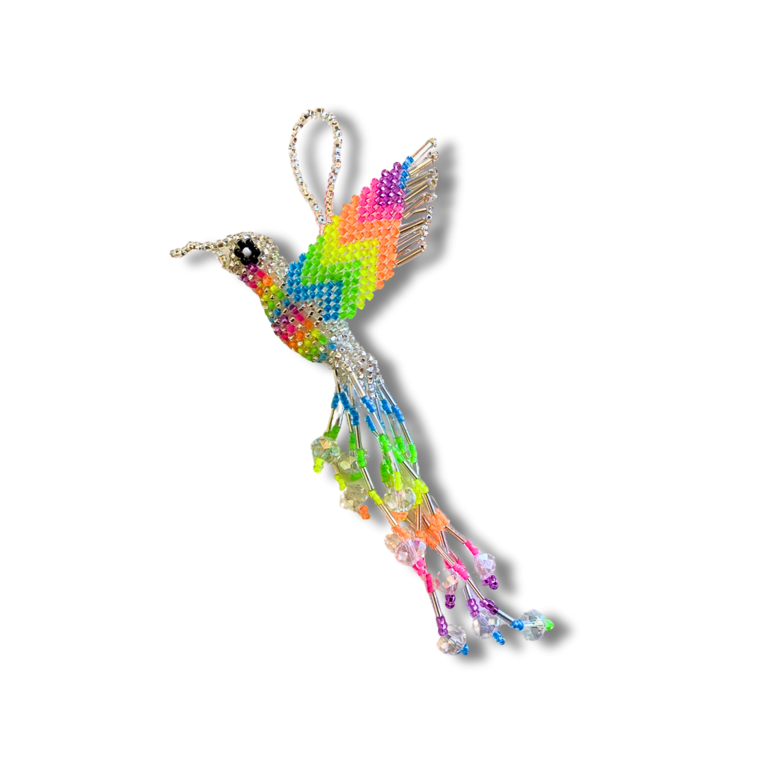 Large Hummingbird Seed Bead Handmade Ornament - Guatemala Decor La Vie Bien Large Hummingbird Seed Bead Handmade Ornament - Guatemala