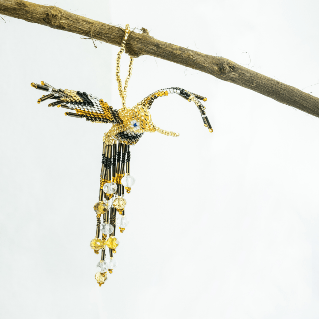 Large Hummingbird Seed Bead Handmade Ornament - Guatemala Decor La Vie Bien Large Hummingbird Seed Bead Handmade Ornament - Guatemala