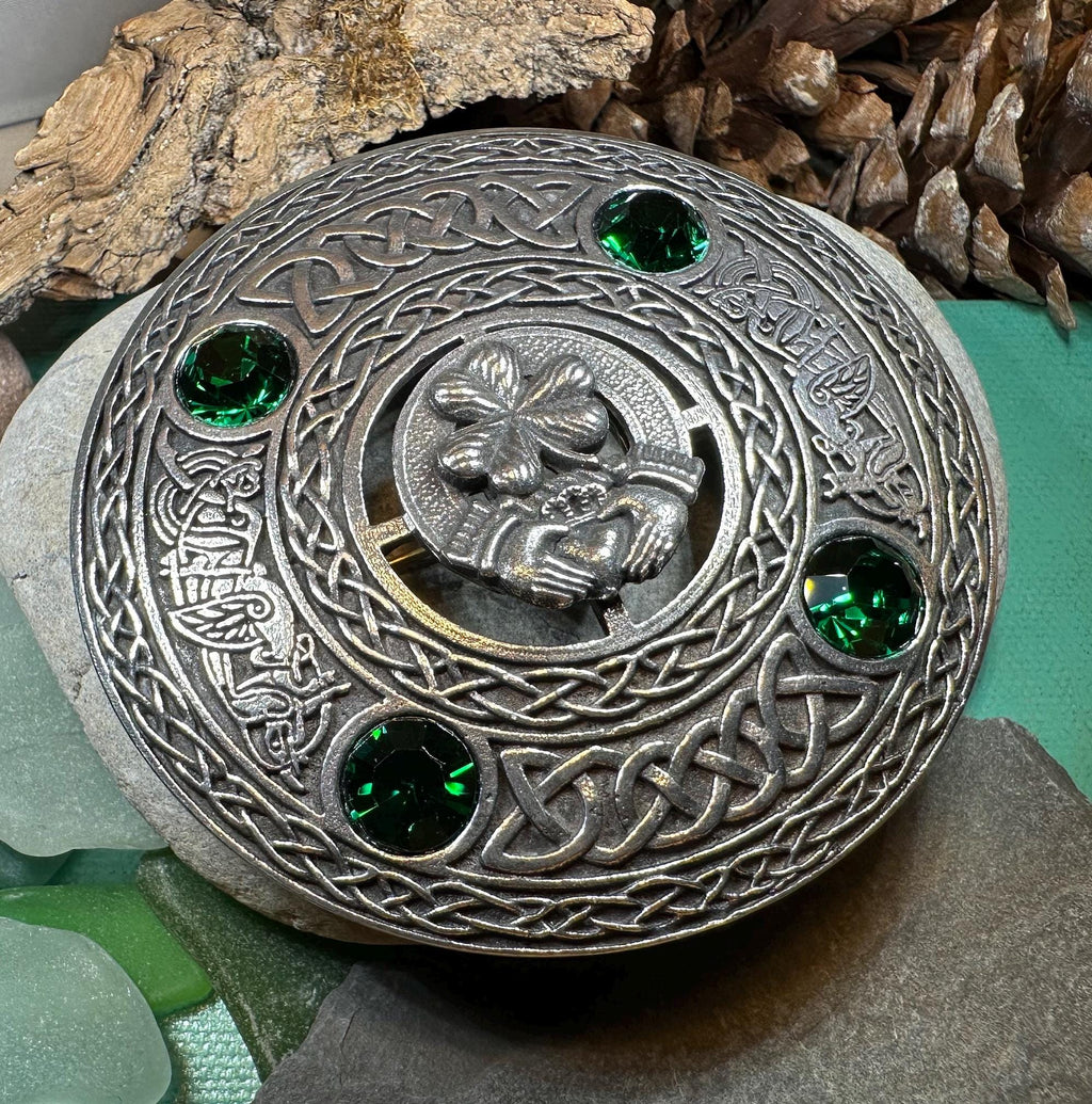 Large Irish Pride Claddagh Plaid Pin Brooch La Vie Bien Large Irish Pride Claddagh Plaid Pin