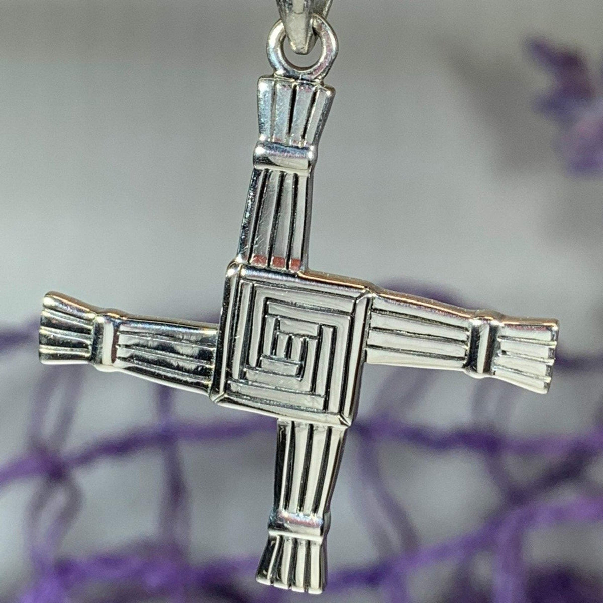 Large Irish Saint Brigid’s Cross Necklace in Sterling Silver Pendant La Vie Bien Large Irish Saint Brigid’s Cross Necklace in Sterling Silver