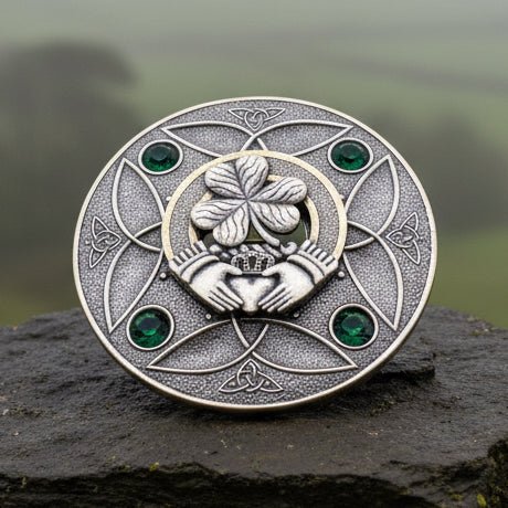 Large Irish Trinity Claddagh Plaid Pin Brooch La Vie Bien Large Irish Trinity Claddagh Plaid Pin
