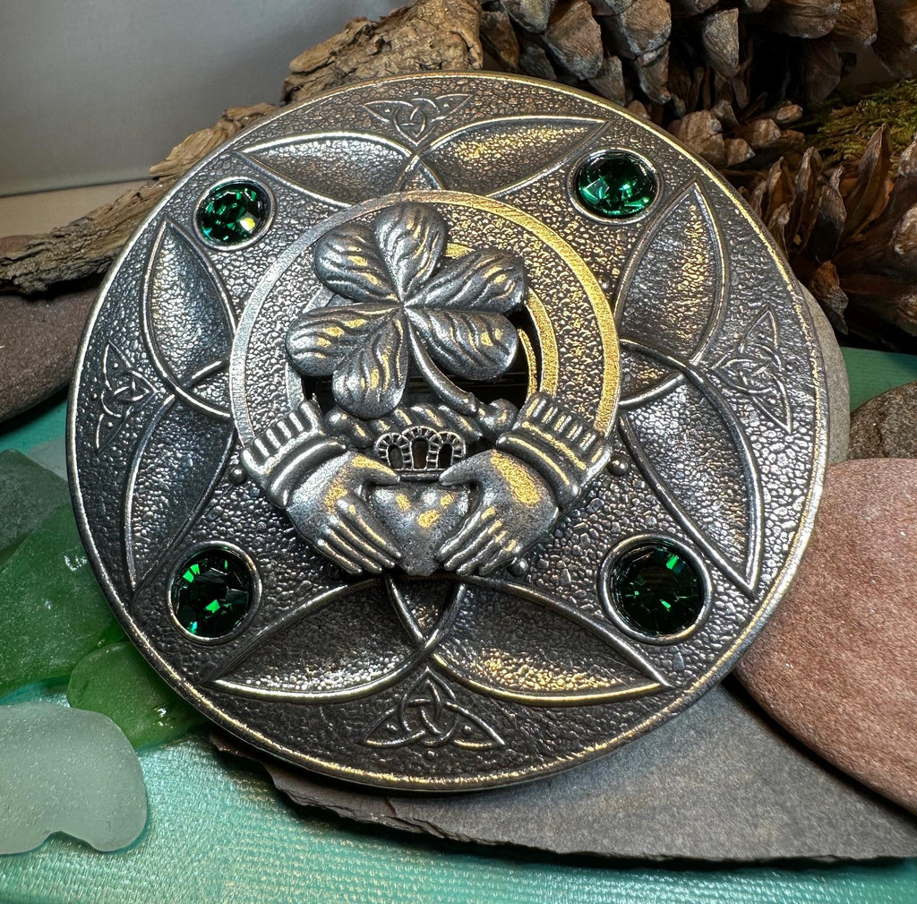 Large Irish Trinity Claddagh Plaid Pin Brooch La Vie Bien Large Irish Trinity Claddagh Plaid Pin
