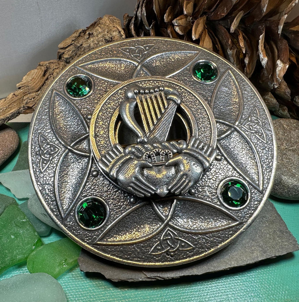 Large Irish Trinity Claddagh Plaid Pin Brooch La Vie Bien Large Irish Trinity Claddagh Plaid Pin