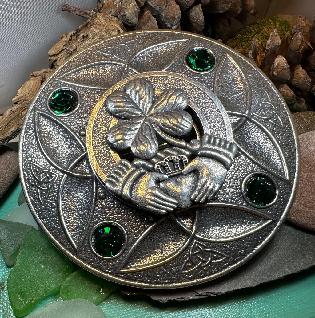 Large Irish Trinity Claddagh Plaid Pin Brooch La Vie Bien Large Irish Trinity Claddagh Plaid Pin