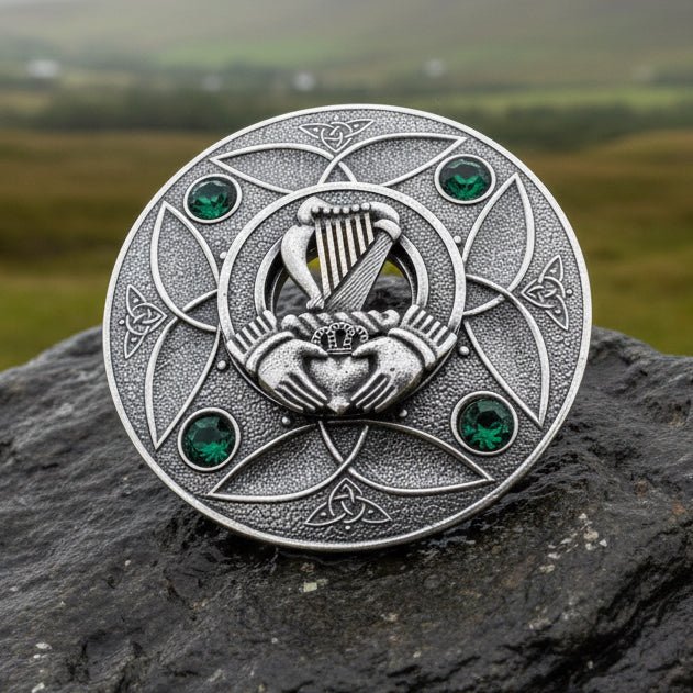 Large Irish Trinity Claddagh Plaid Pin Brooch La Vie Bien Large Irish Trinity Claddagh Plaid Pin