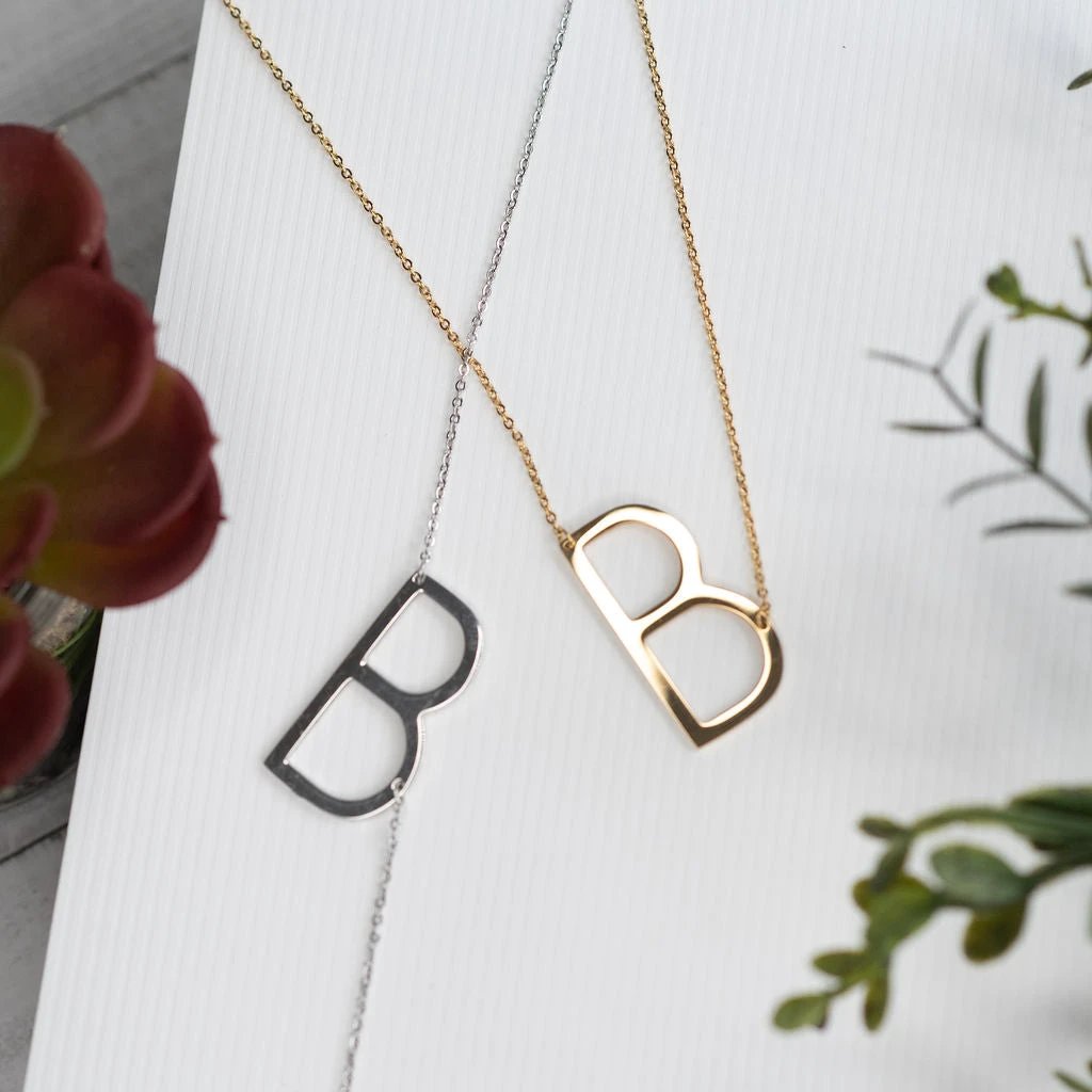 Large Letter / Initial Necklace in Gold by Lemons and Limes Boutique