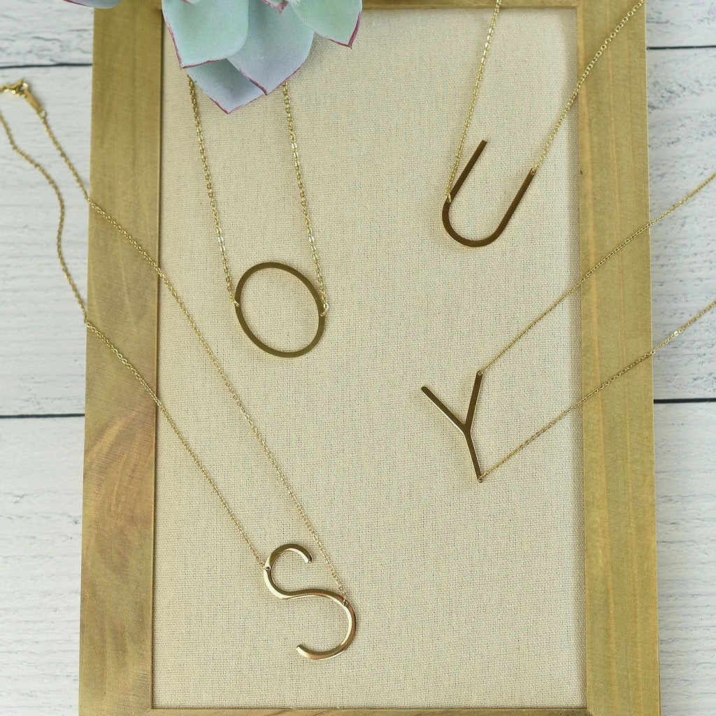 Large Letter / Initial Necklace in Gold by Lemons and Limes Boutique