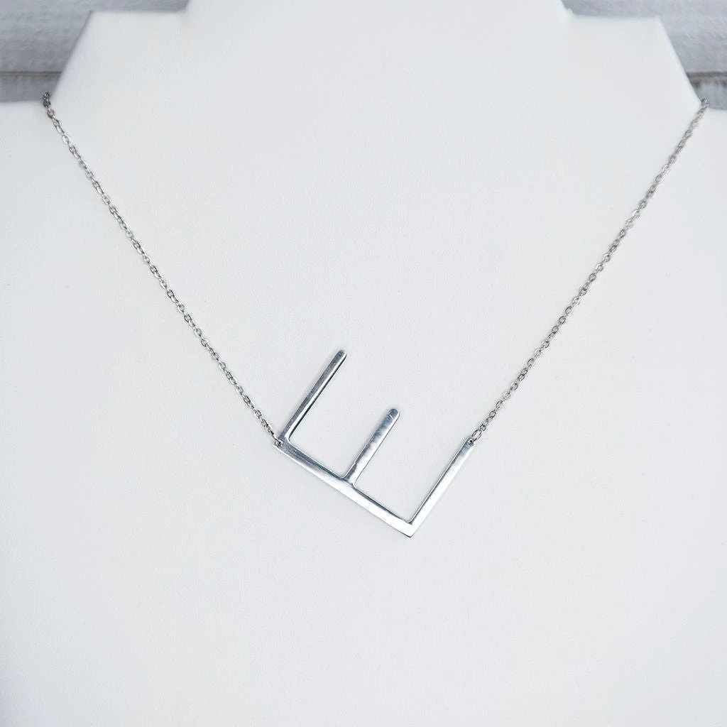Large Letter / Initial Necklace In Silver by Lemons and Limes Boutique