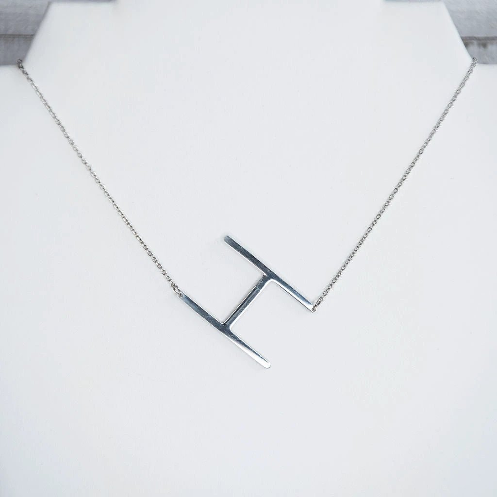 Large Letter / Initial Necklace In Silver by Lemons and Limes Boutique