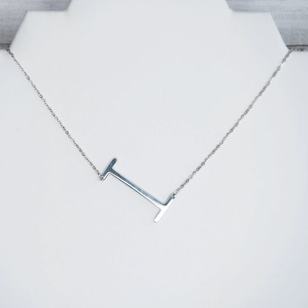 Large Letter / Initial Necklace In Silver by Lemons and Limes Boutique