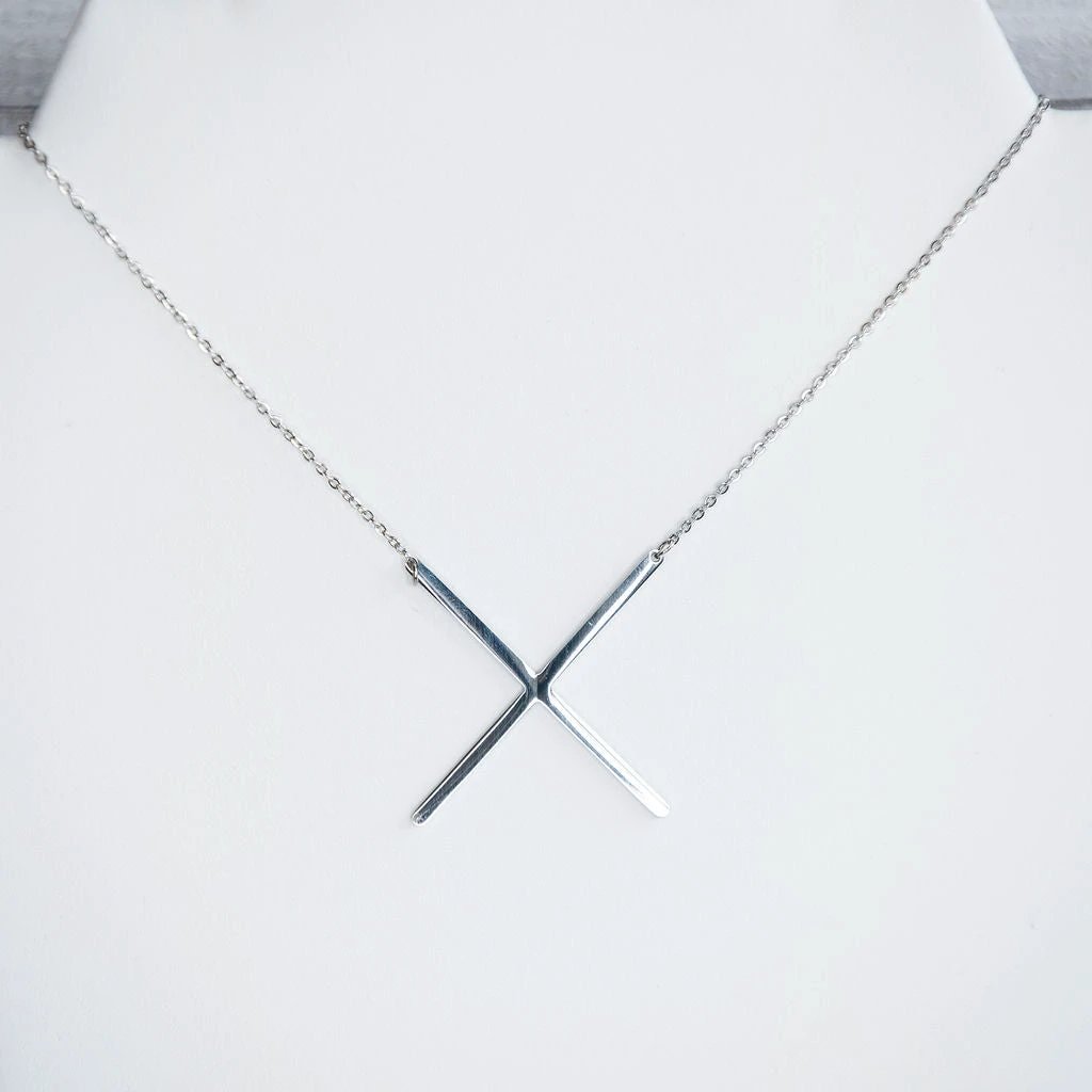 Large Letter / Initial Necklace In Silver by Lemons and Limes Boutique