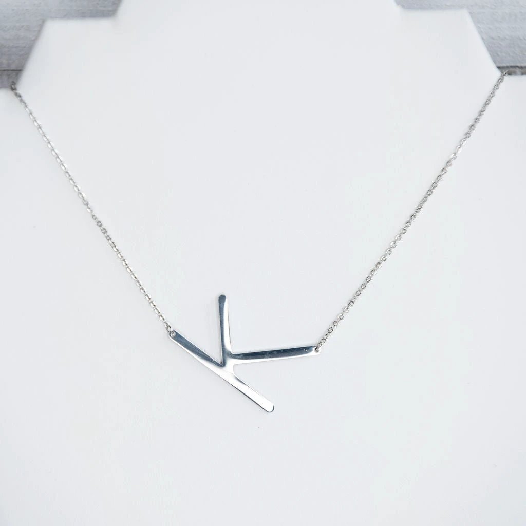 Large Letter / Initial Necklace In Silver by Lemons and Limes Boutique