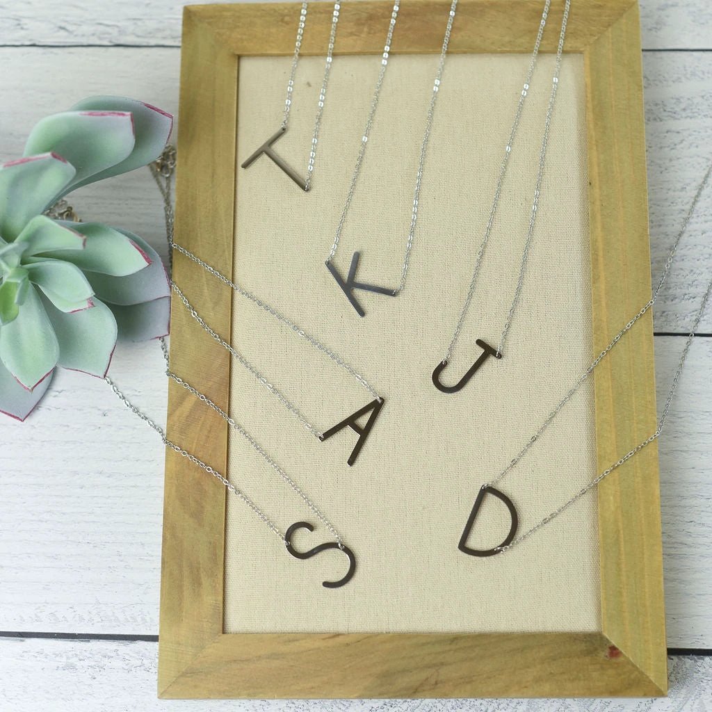 Large Letter / Initial Necklace In Silver by Lemons and Limes Boutique