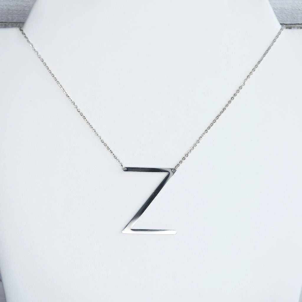 Large Letter / Initial Necklace In Silver by Lemons and Limes Boutique