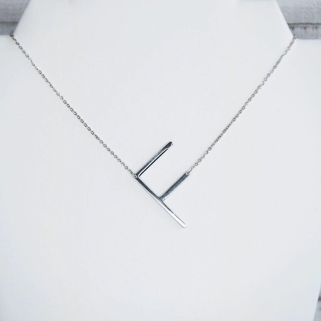 Large Letter / Initial Necklace In Silver by Lemons and Limes Boutique