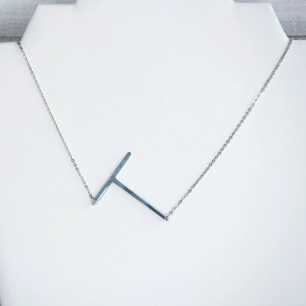 Large Letter / Initial Necklace In Silver by Lemons and Limes Boutique