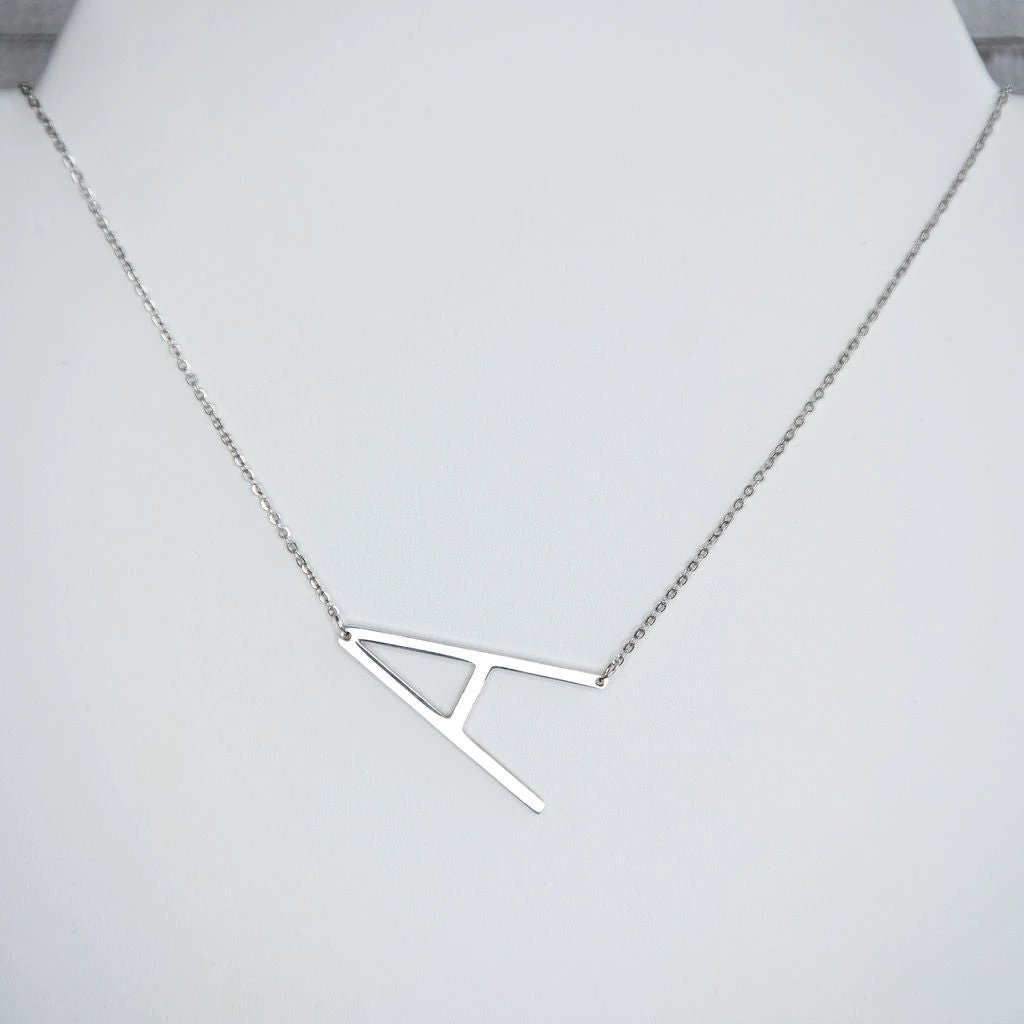 Large Letter / Initial Necklace In Silver by Lemons and Limes Boutique