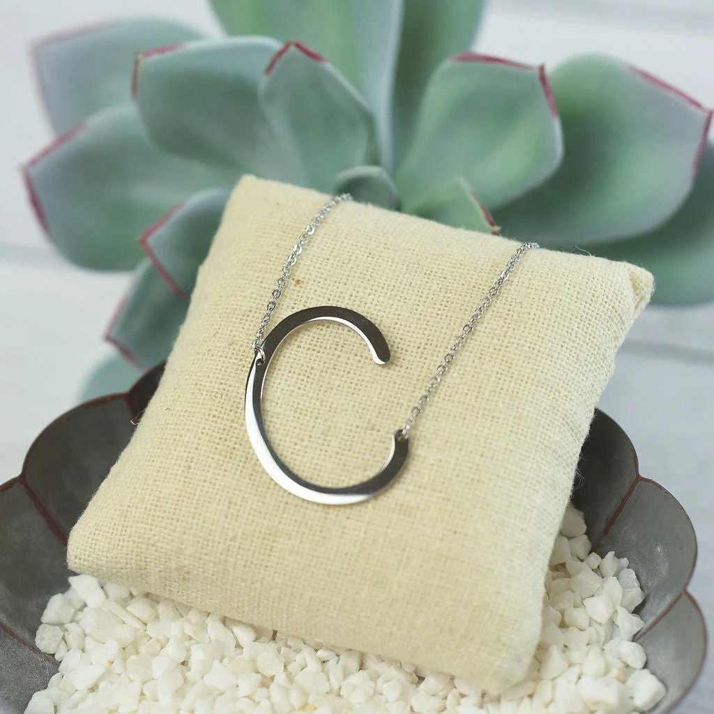 Large Letter / Initial Necklace In Silver by Lemons and Limes Boutique