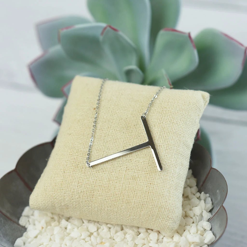Large Letter / Initial Necklace In Silver by Lemons and Limes Boutique