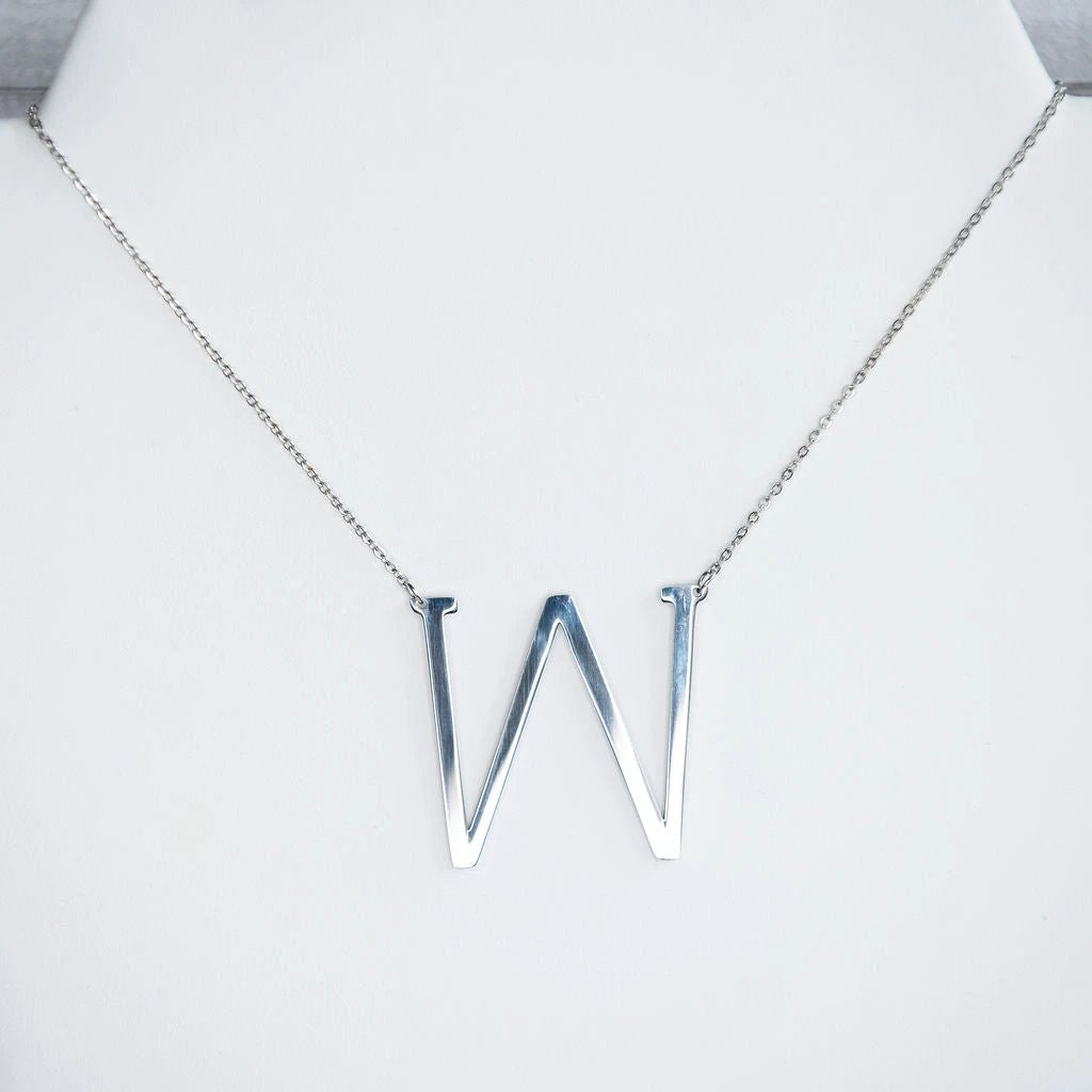 Large Letter / Initial Necklace In Silver by Lemons and Limes Boutique