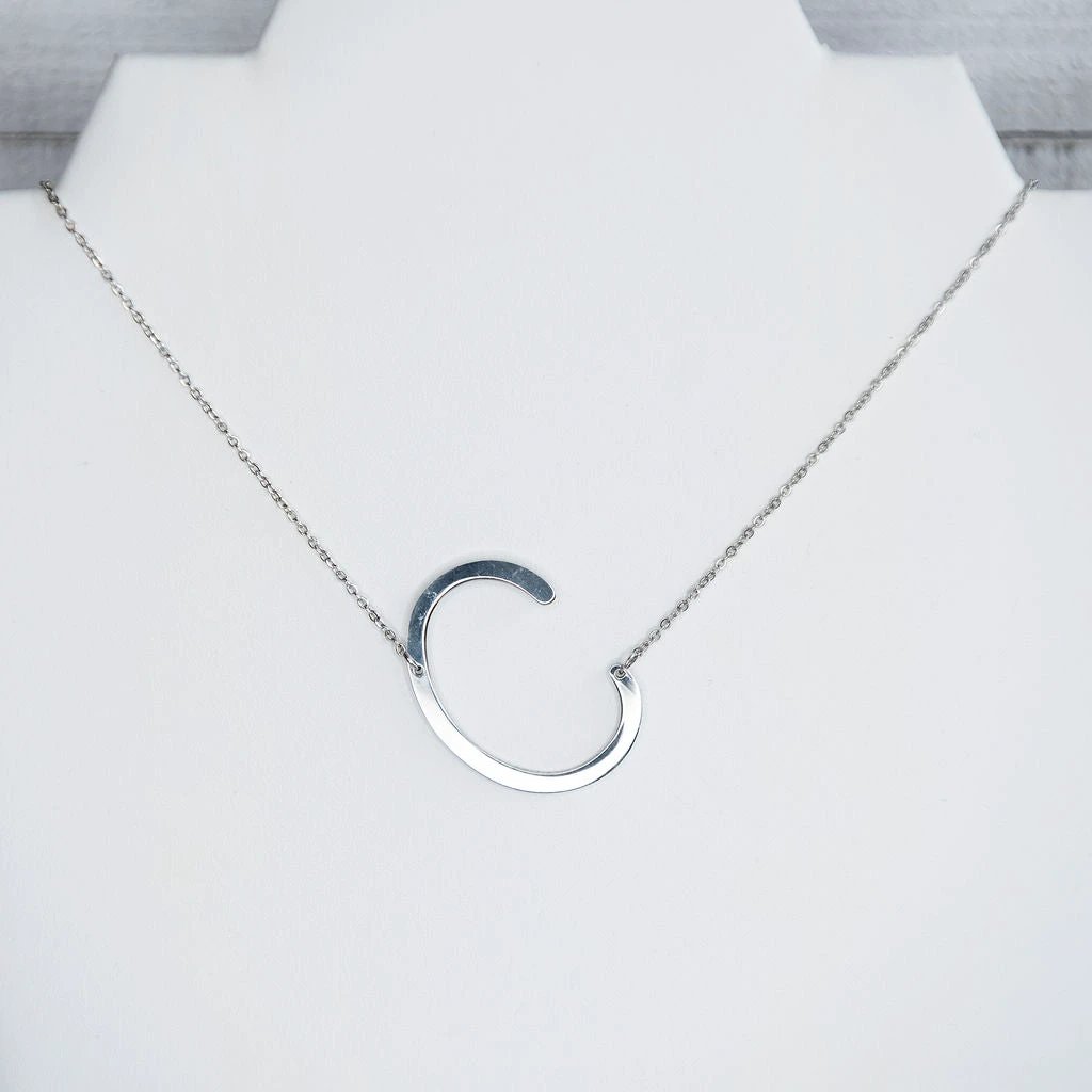Large Letter / Initial Necklace In Silver by Lemons and Limes Boutique