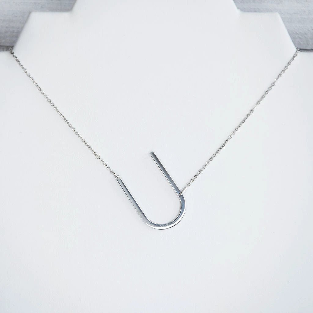 Large Letter / Initial Necklace In Silver by Lemons and Limes Boutique