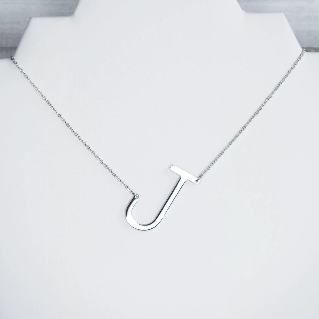 Large Letter / Initial Necklace In Silver by Lemons and Limes Boutique