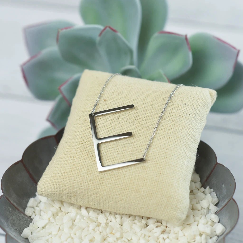 Large Letter / Initial Necklace In Silver by Lemons and Limes Boutique