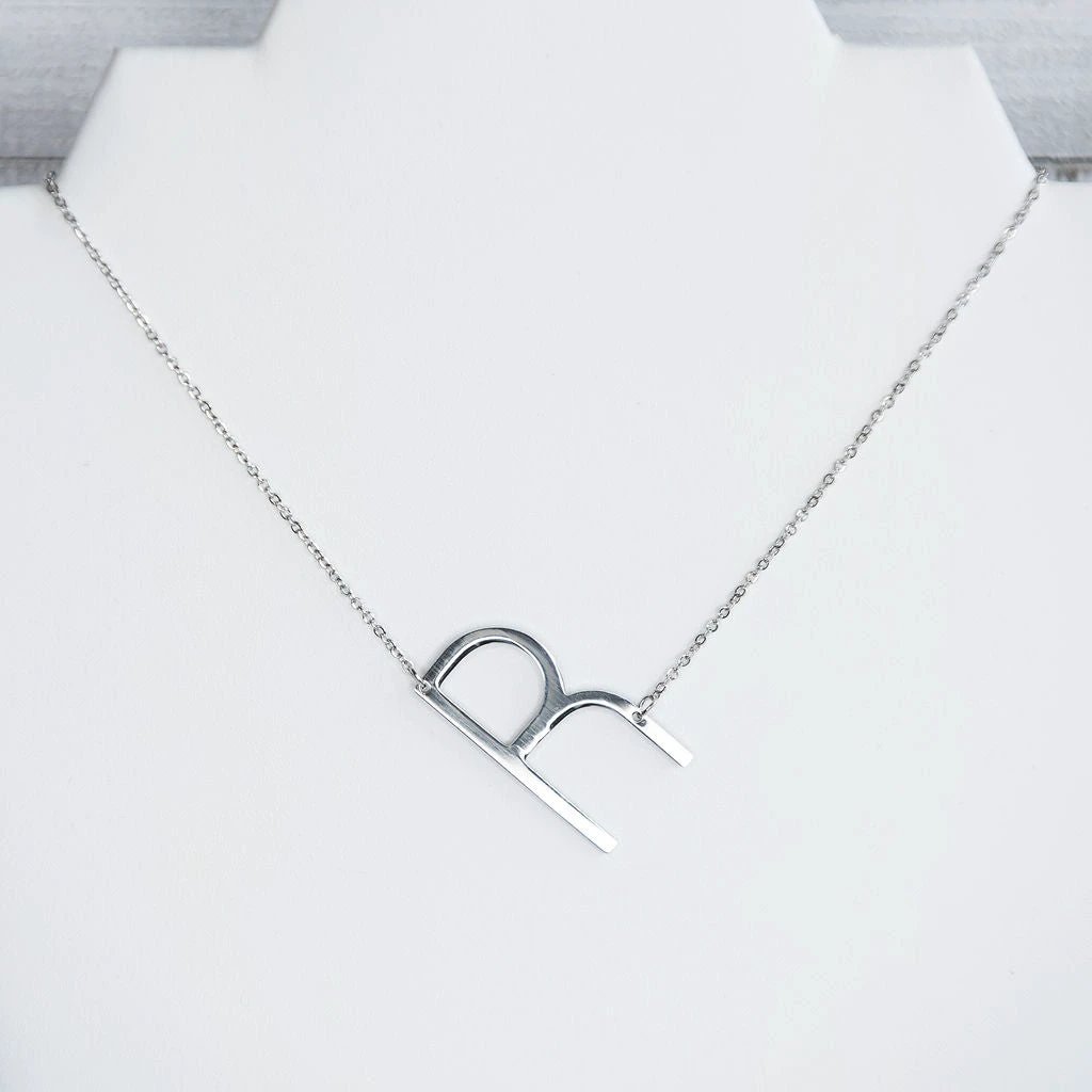 Large Letter / Initial Necklace In Silver by Lemons and Limes Boutique
