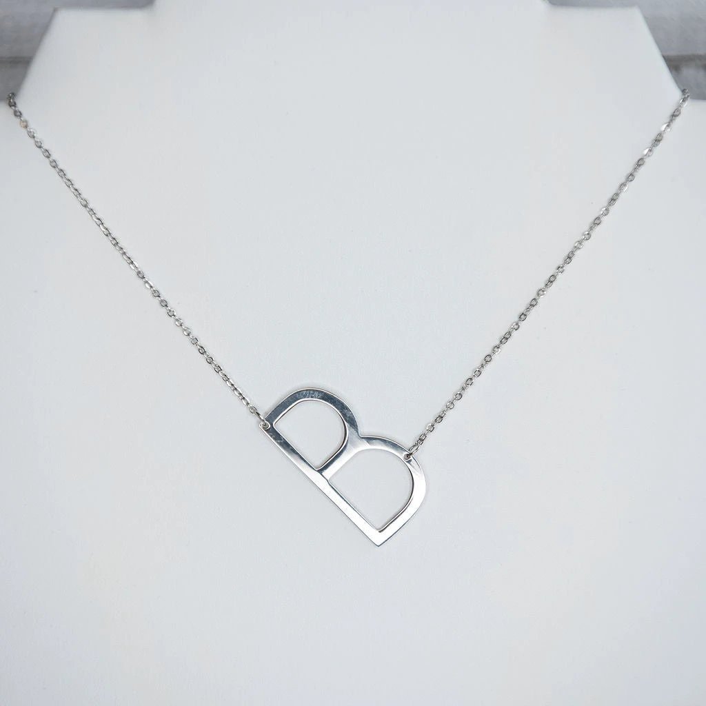 Large Letter / Initial Necklace In Silver by Lemons and Limes Boutique