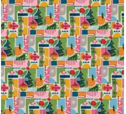 Large Reusable Cloth Furoshiki Gift Wrap | Holiday Shapes & Snow by Shiki Wrap