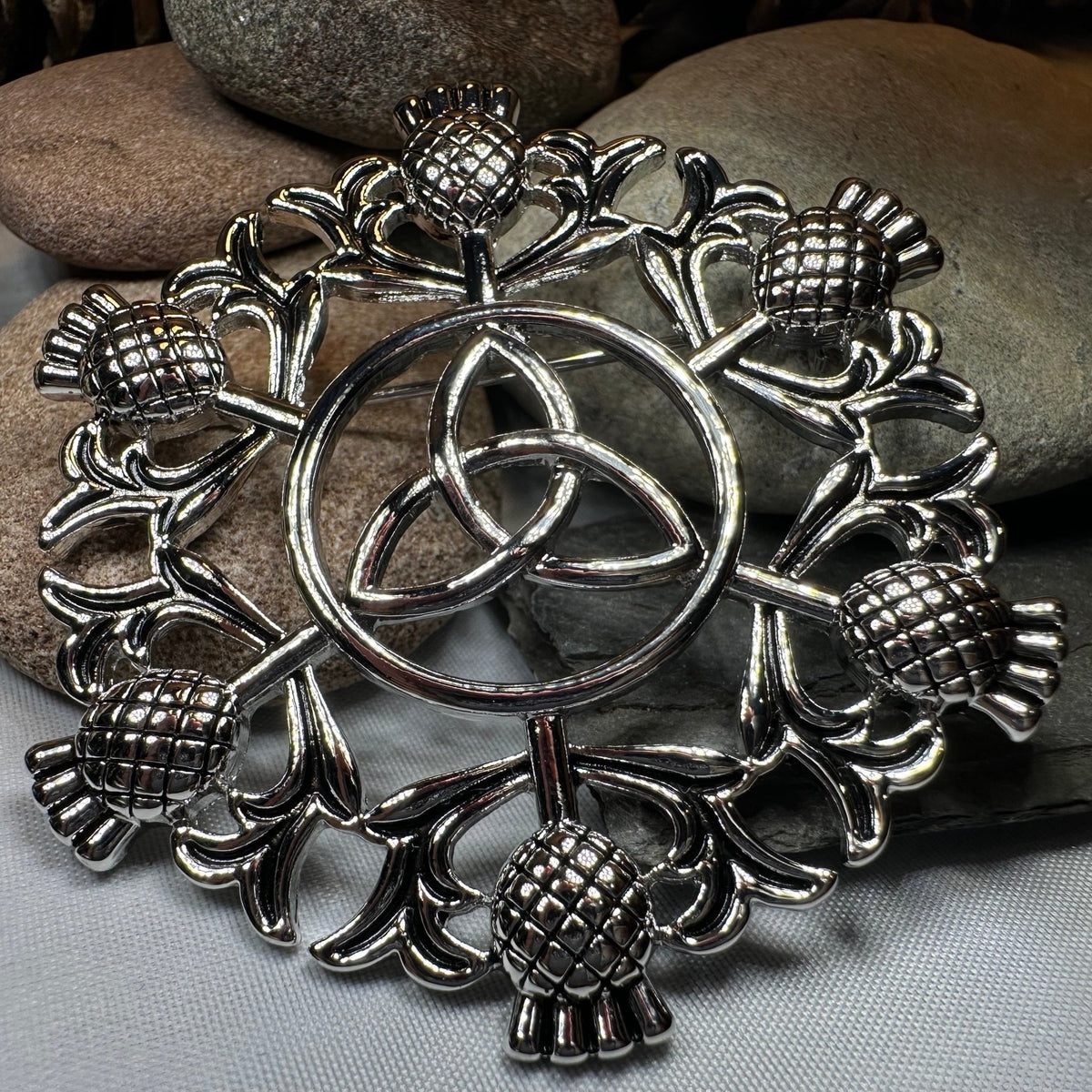 Large Scottish Thistle & Trinity Knot Brooch Brooch La Vie Bien Large Scottish Thistle & Trinity Knot Brooch