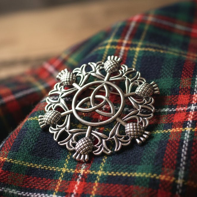 Large Scottish Thistle & Trinity Knot Brooch Brooch La Vie Bien Large Scottish Thistle & Trinity Knot Brooch