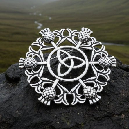 Large Scottish Thistle & Trinity Knot Brooch Brooch La Vie Bien Large Scottish Thistle & Trinity Knot Brooch