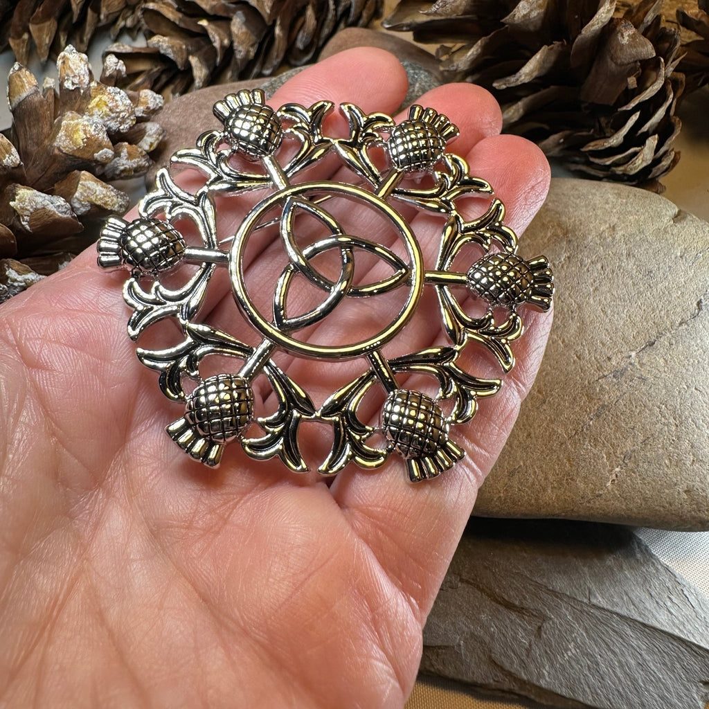 Large Scottish Thistle & Trinity Knot Brooch Brooch La Vie Bien Large Scottish Thistle & Trinity Knot Brooch