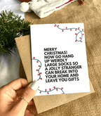 Large Socks and Jolly Stranger Funny Christmas Card by Five Dot Post