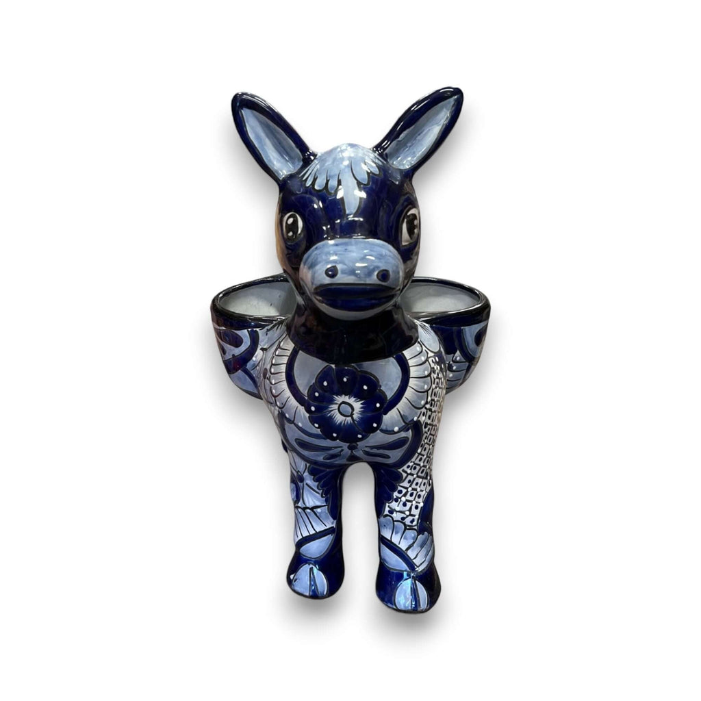 Large Talavera Donkey Planter | Blue and White Ceramic Burro Pot Talavera Planter La Vie Bien Large Talavera Donkey Planter | Blue and White Ceramic Burro Pot