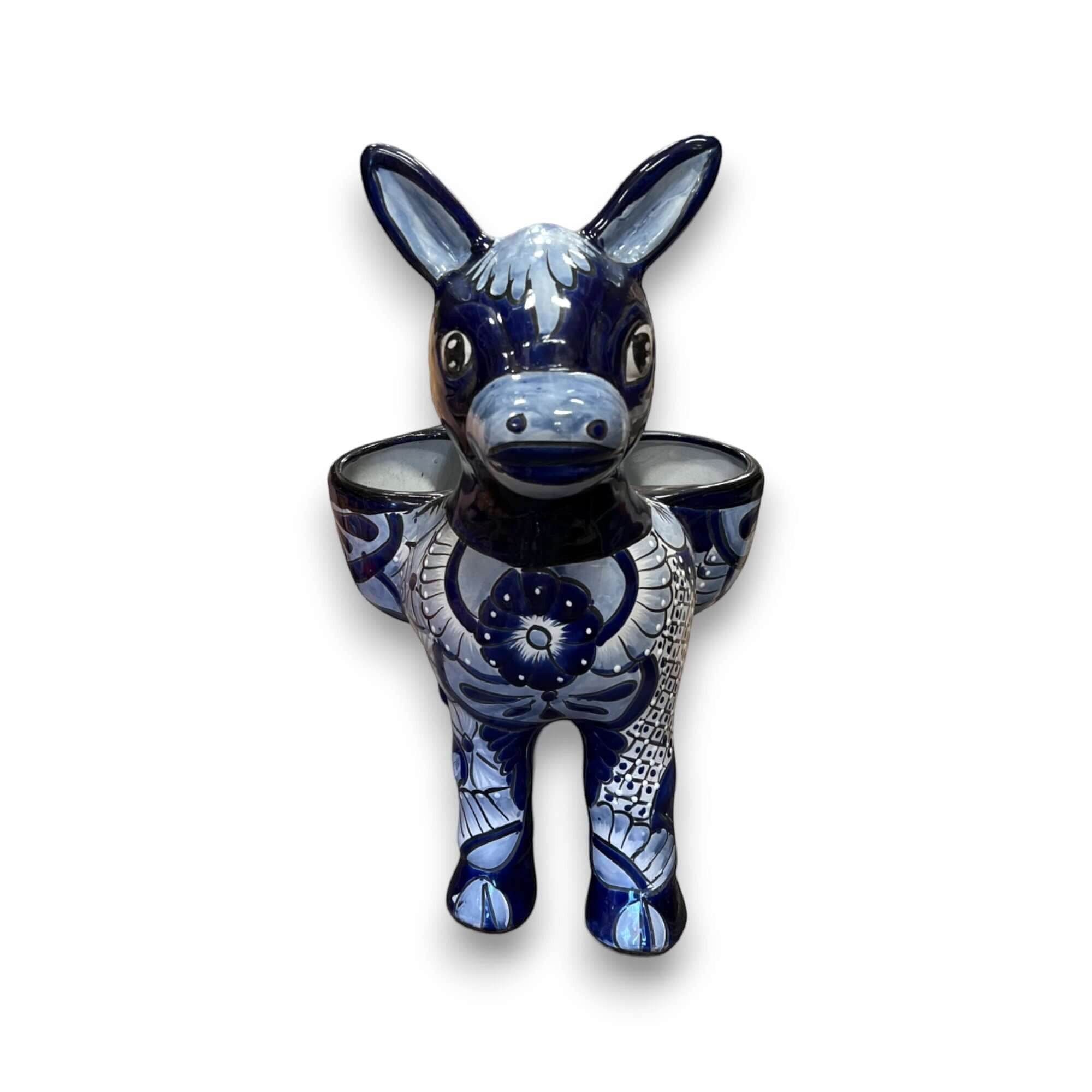 Large Talavera Donkey Planter | Blue and White Ceramic Burro Pot Talavera Planter La Vie Bien Large Talavera Donkey Planter | Blue and White Ceramic Burro Pot