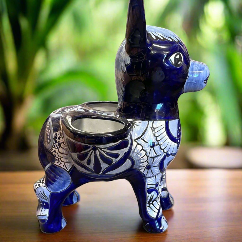 Large Talavera Donkey Planter | Blue and White Ceramic Burro Pot Talavera Planter La Vie Bien Large Talavera Donkey Planter | Blue and White Ceramic Burro Pot