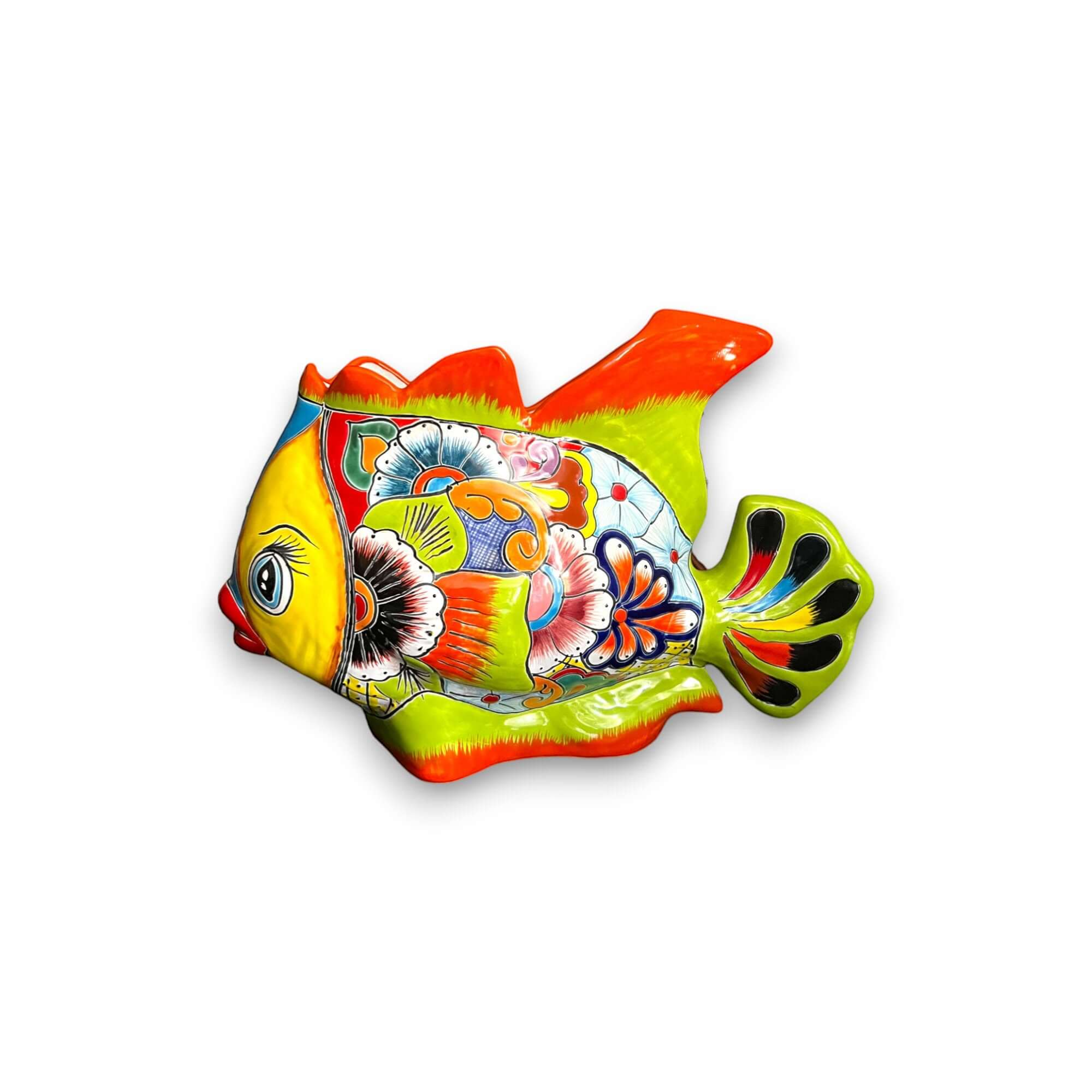 Large Talavera Fish Planter | Hand - Painted Mexican Statue Pottery Talavera Planter La Vie Bien Large Talavera Fish Planter | Hand - Painted Mexican Statue Pottery