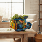 Large Talavera Fish Planter | Hand - Painted Mexican Statue Pottery Talavera Planter La Vie Bien Large Talavera Fish Planter | Hand - Painted Mexican Statue Pottery