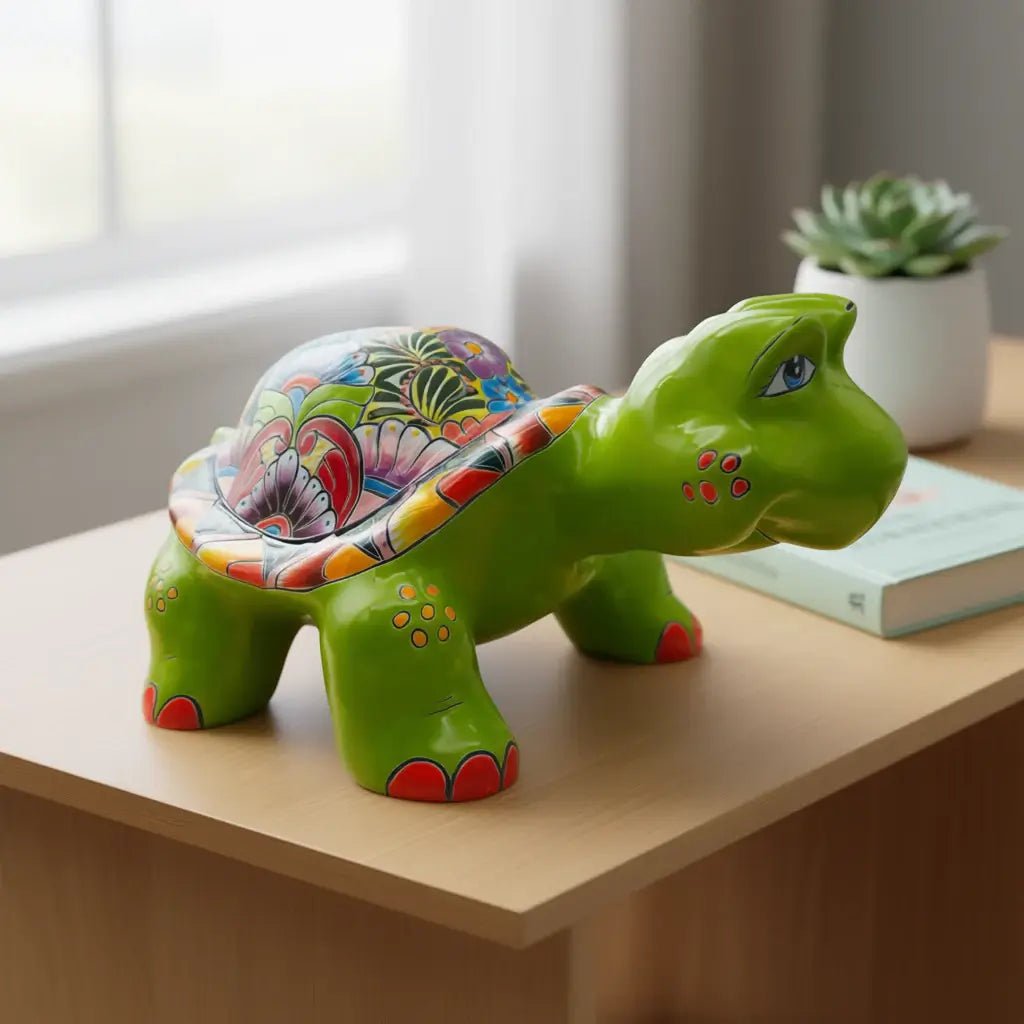 Large Talavera Turtle Statue | Hand-Painted Mexican Ceramic Talavera Statue La Vie Bien Large Talavera Turtle Statue | Hand-Painted Mexican Ceramic