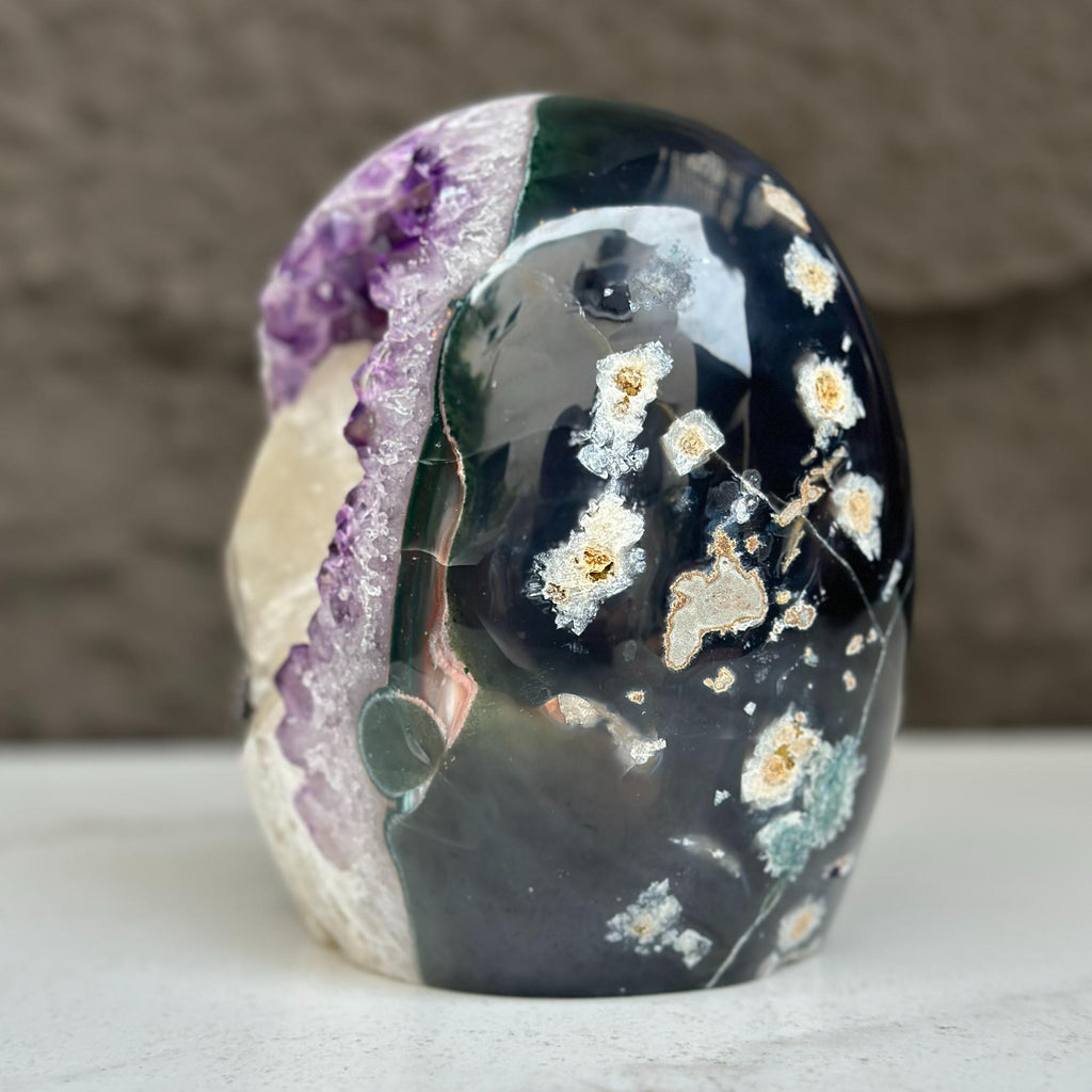 Large Uruguayan Quartz Geode Egg Rocks & Fossils La Vie Bien Large Uruguayan Quartz Geode Egg