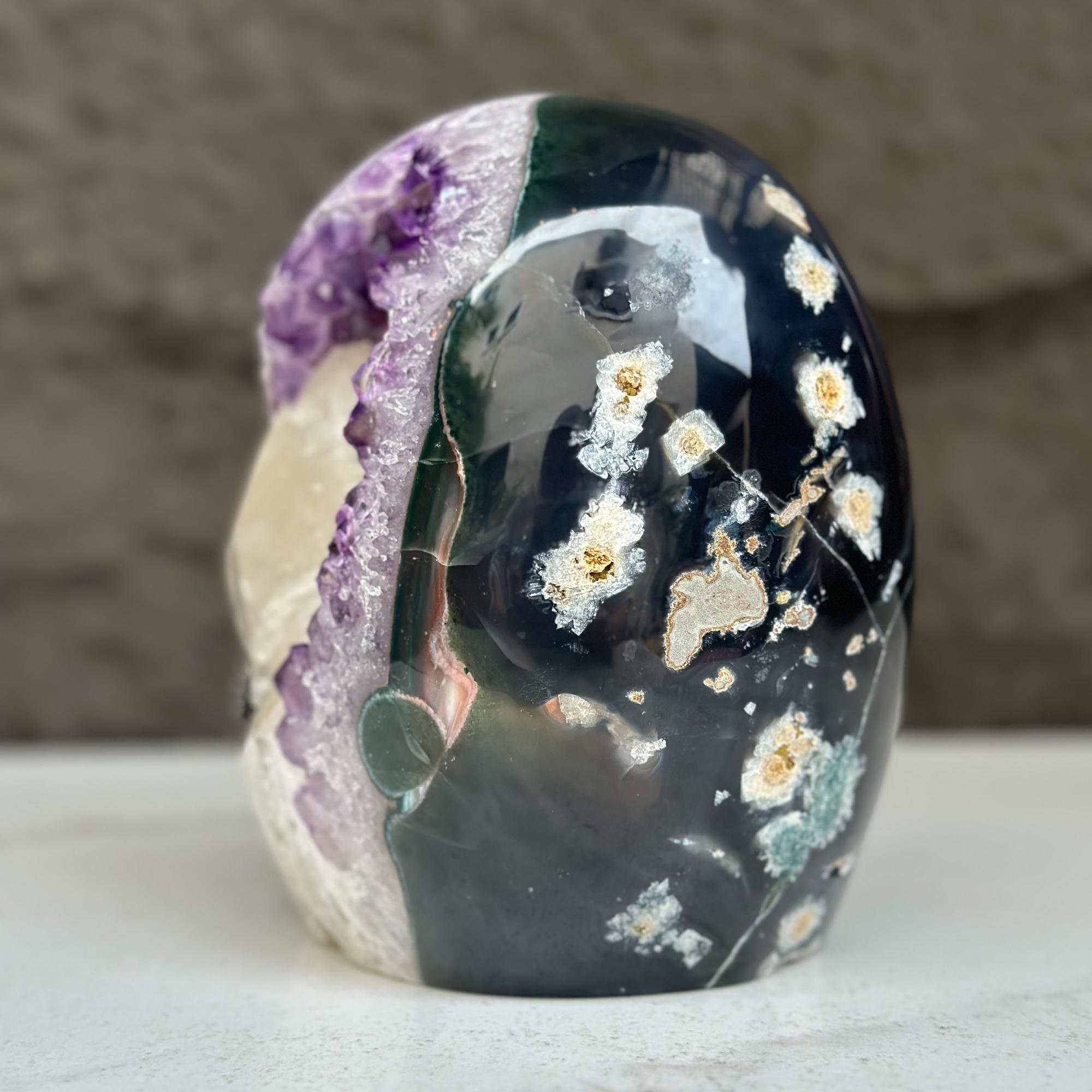 Large Uruguayan Quartz Geode Egg Rocks & Fossils La Vie Bien Large Uruguayan Quartz Geode Egg