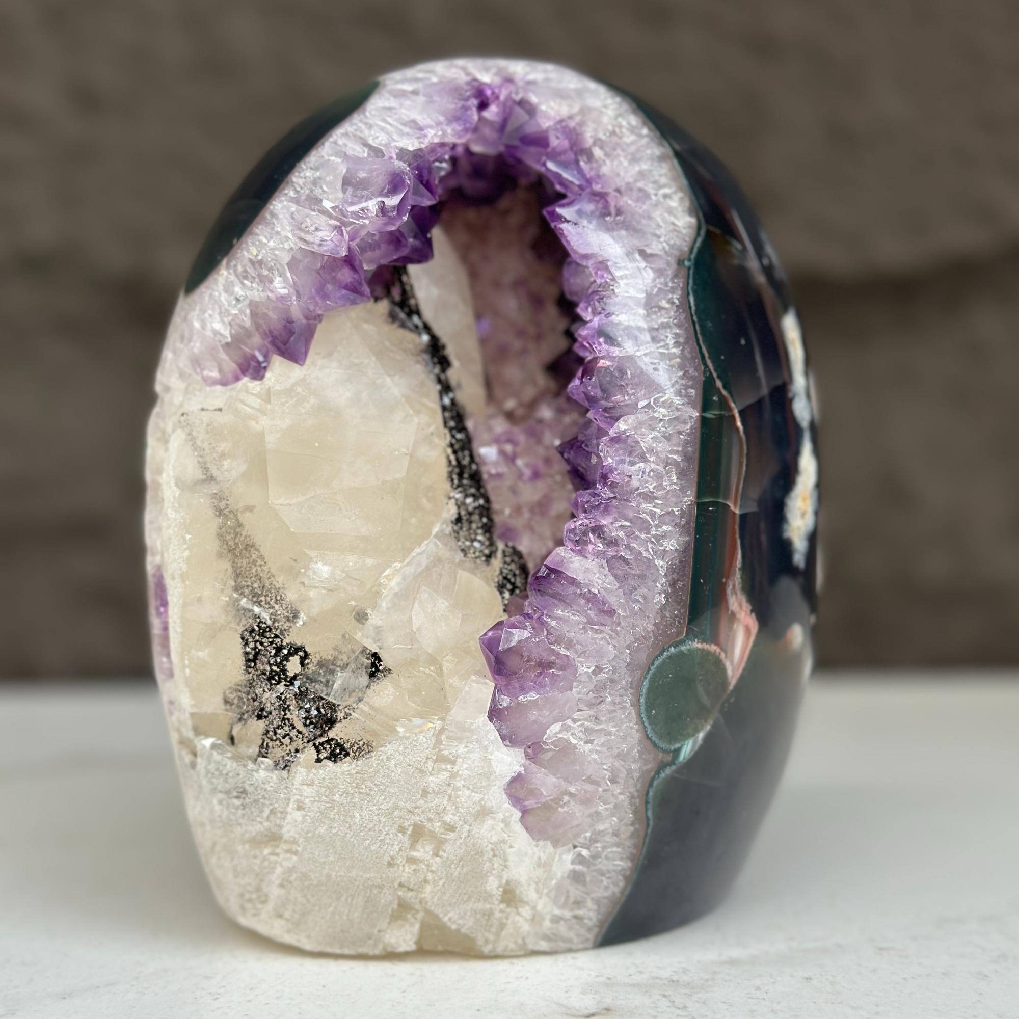 Large Uruguayan Quartz Geode Egg Rocks & Fossils La Vie Bien Large Uruguayan Quartz Geode Egg